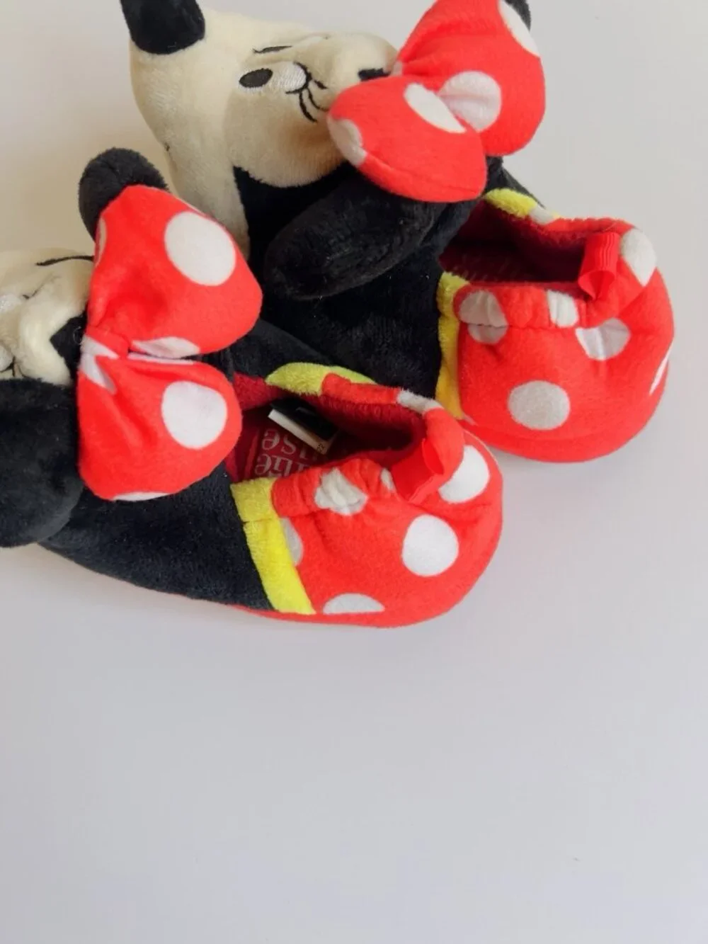 Disney Minnie Mouse Plush Slippers Red Polka Dot Toddler Size 7/8
